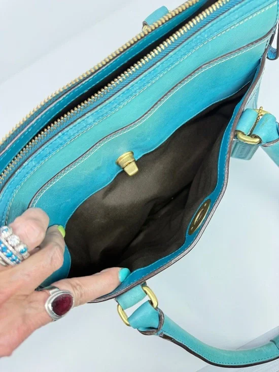 Coach Hampton Carry All Leather Satchel Handbag Turquoise Blue 11047-April 2007 - Picture 8 of 16